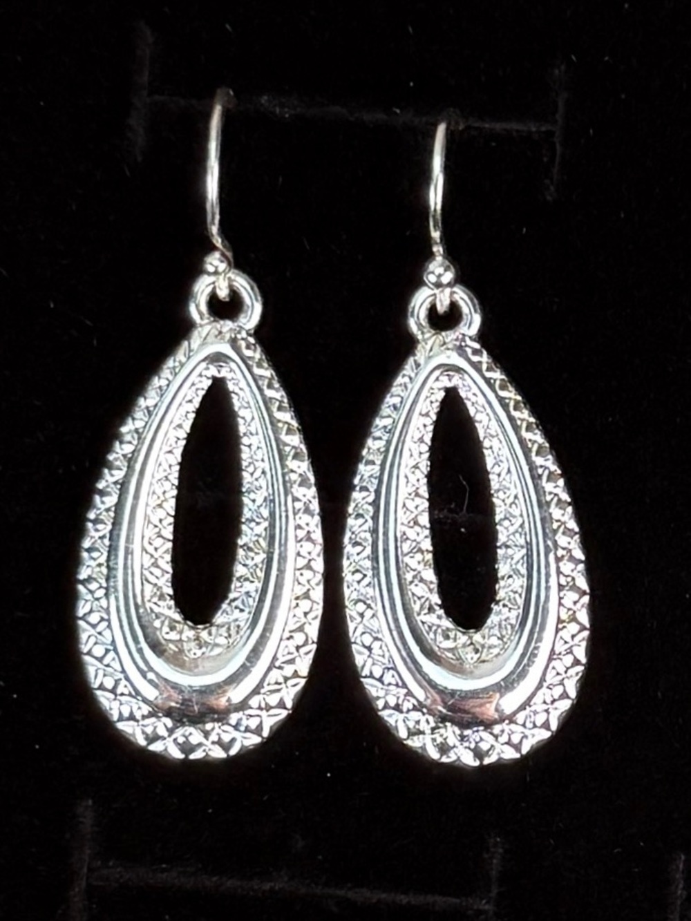 Elegant Silvertone Teardrop Pierced Earrings